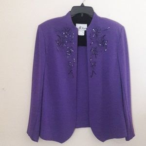 N Touch Open Front Jacket w/Sequins Trim